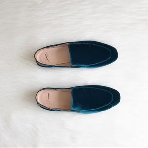 J. Crew Janie Teal Velvet Convertible Loafer Flats